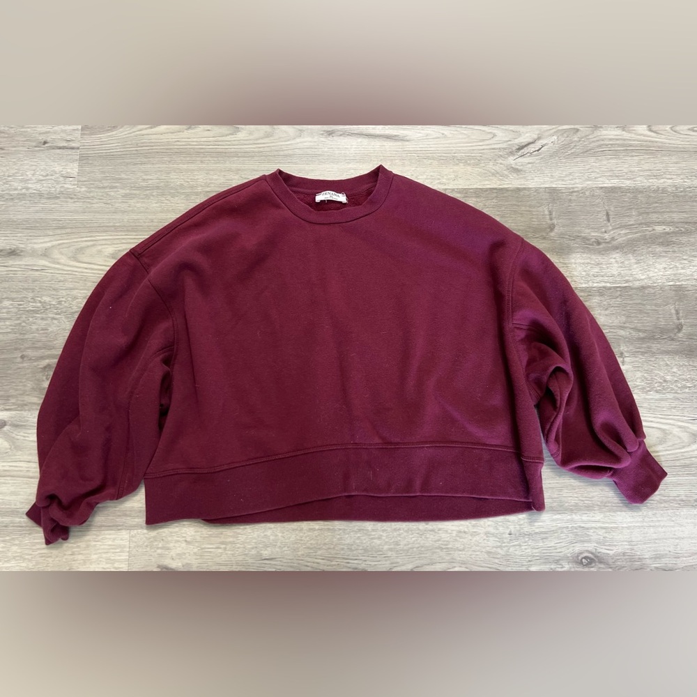 Zenana Cropped Sweatshirt with Balloon Sleeve arms size XL